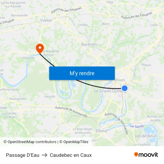 Passage D'Eau to Caudebec en Caux map