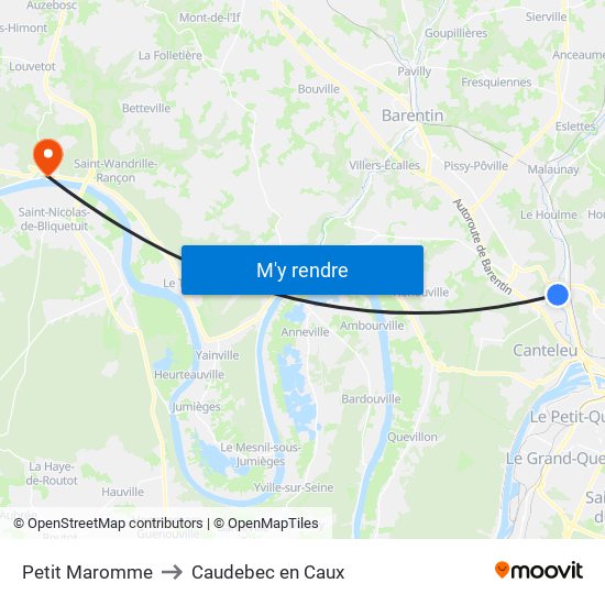 Petit Maromme to Caudebec en Caux map