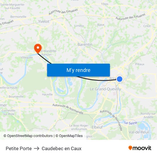 Petite Porte to Caudebec en Caux map