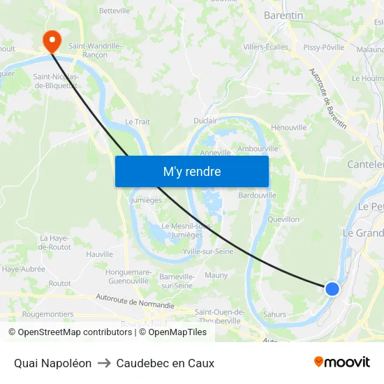 Quai Napoléon to Caudebec en Caux map