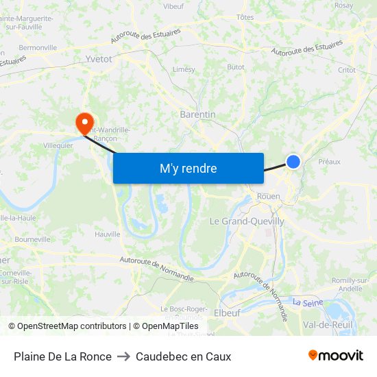 Plaine De La Ronce to Caudebec en Caux map