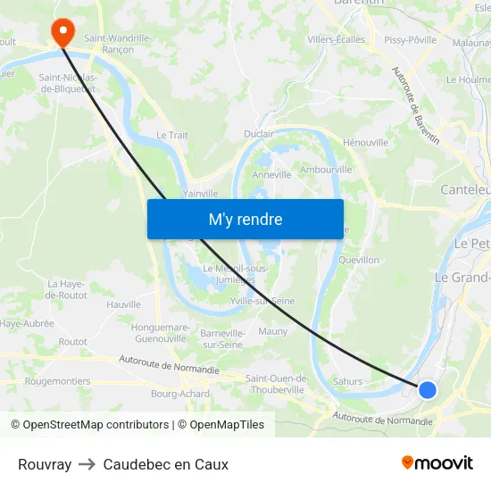 Rouvray to Caudebec en Caux map