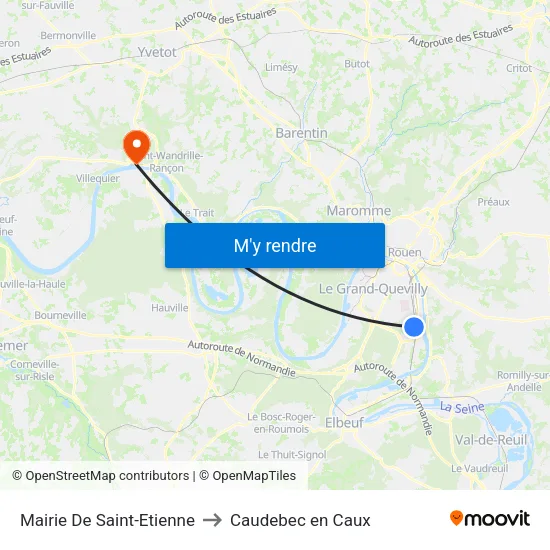 Mairie De Saint-Etienne to Caudebec en Caux map