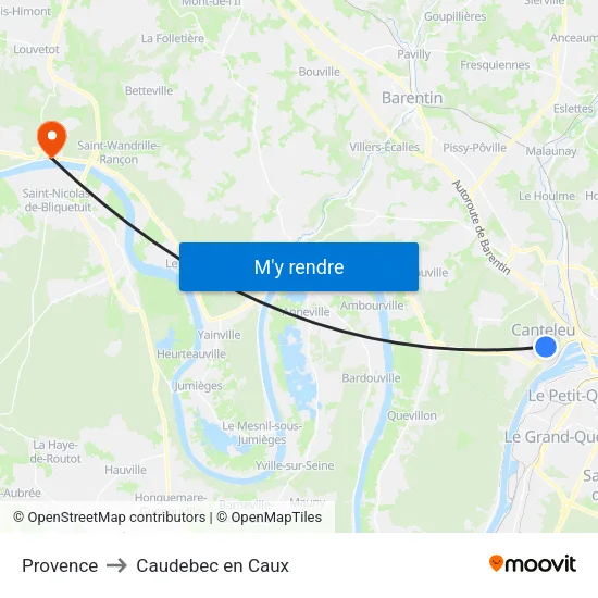 Provence to Caudebec en Caux map