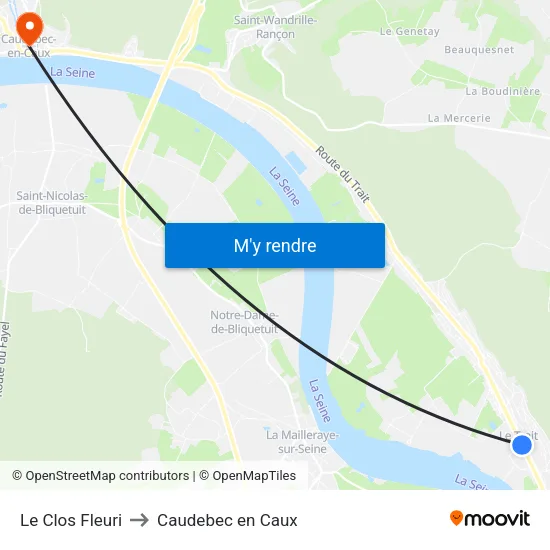 Le Clos Fleuri to Caudebec en Caux map
