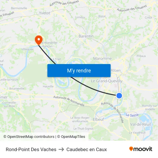 Rond-Point Des Vaches to Caudebec en Caux map
