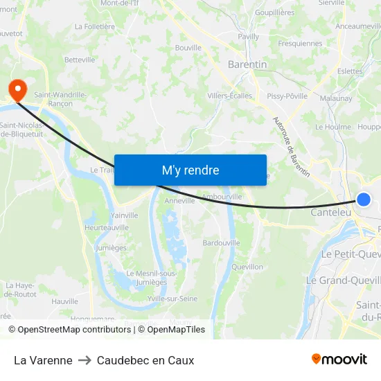 La Varenne to Caudebec en Caux map
