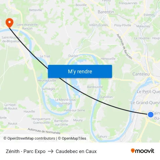 Zénith - Parc Expo to Caudebec en Caux map