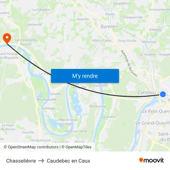 Chasselièvre to Caudebec en Caux map