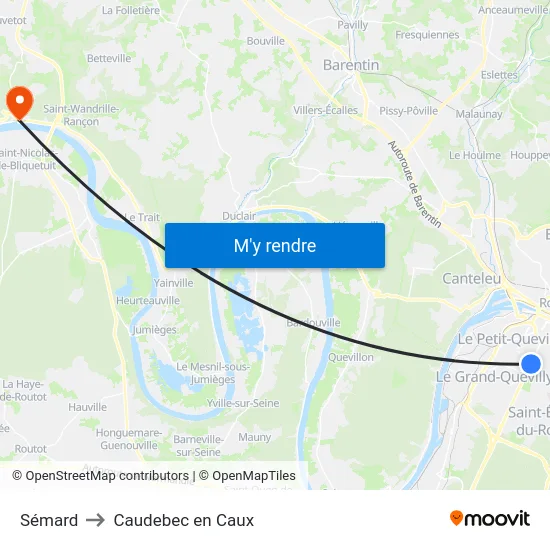 Sémard to Caudebec en Caux map