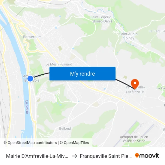 Mairie D'Amfreville-La-Mivoie to Franqueville Saint Pierre map