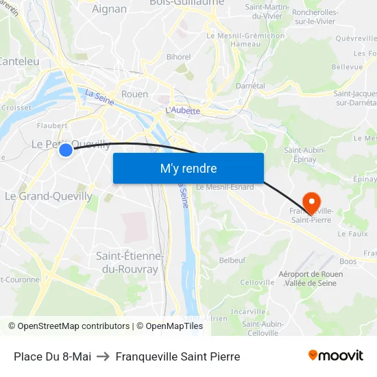 Place Du 8-Mai to Franqueville Saint Pierre map