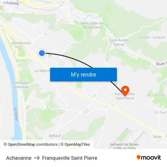 Achavanne to Franqueville Saint Pierre map