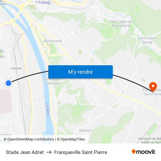 Stade Jean Adret to Franqueville Saint Pierre map