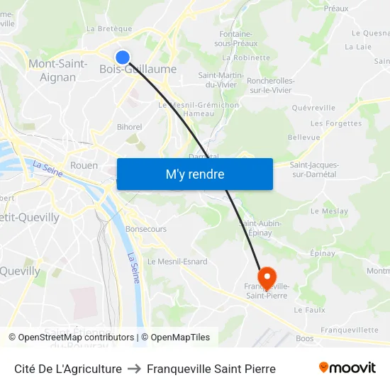 Cité De L'Agriculture to Franqueville Saint Pierre map