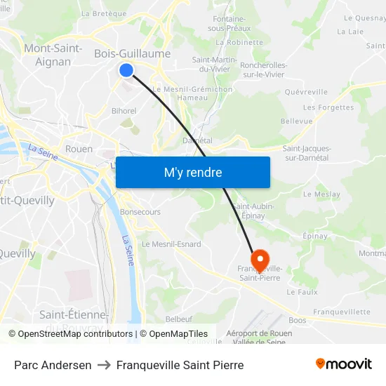 Parc Andersen to Franqueville Saint Pierre map