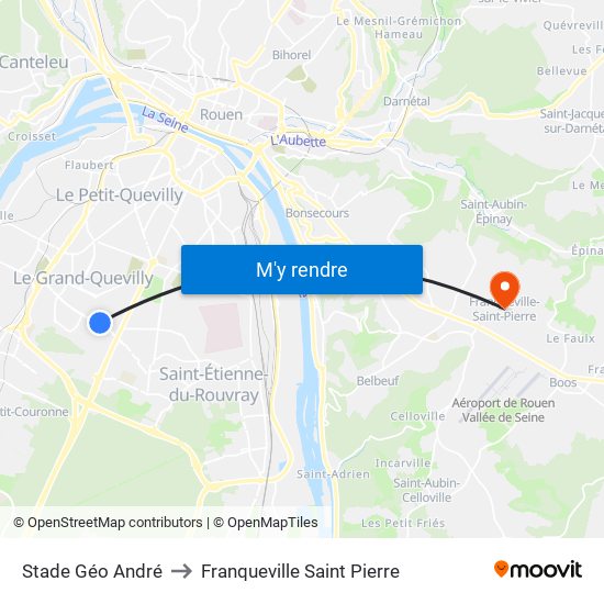Stade Géo André to Franqueville Saint Pierre map