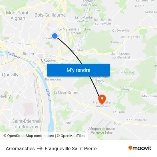 Arromanches to Franqueville Saint Pierre map