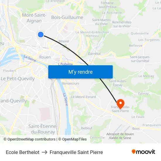 Ecole Berthelot to Franqueville Saint Pierre map