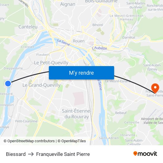 Biessard to Franqueville Saint Pierre map