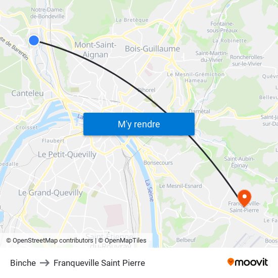 Binche to Franqueville Saint Pierre map