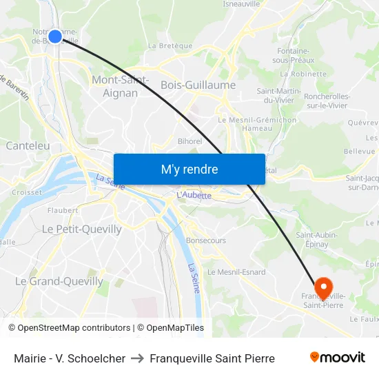 Mairie - V. Schoelcher to Franqueville Saint Pierre map
