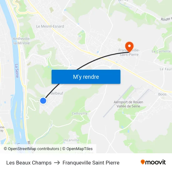 Les Beaux Champs to Franqueville Saint Pierre map