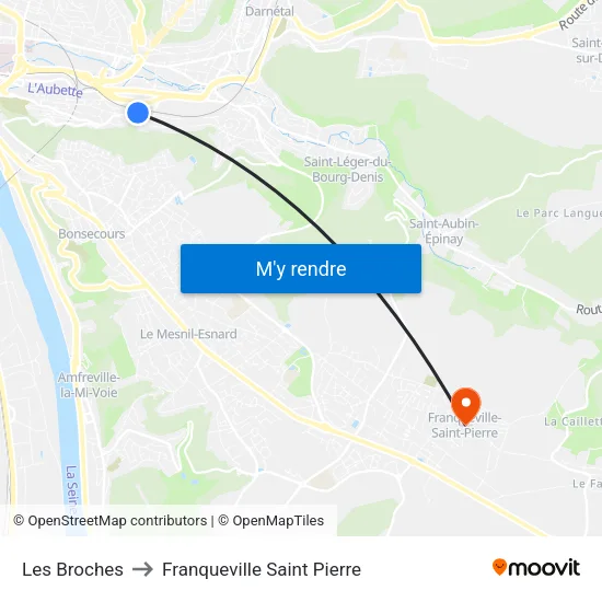Les Broches to Franqueville Saint Pierre map