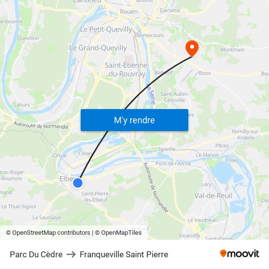 Parc Du Cèdre to Franqueville Saint Pierre map