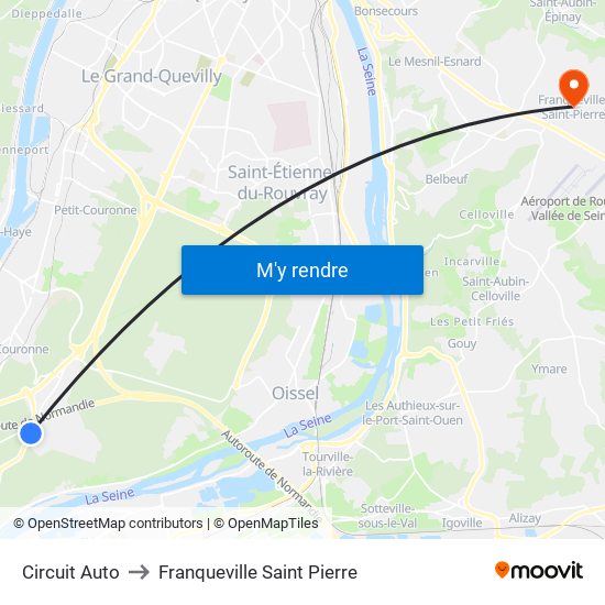 Circuit Auto to Franqueville Saint Pierre map