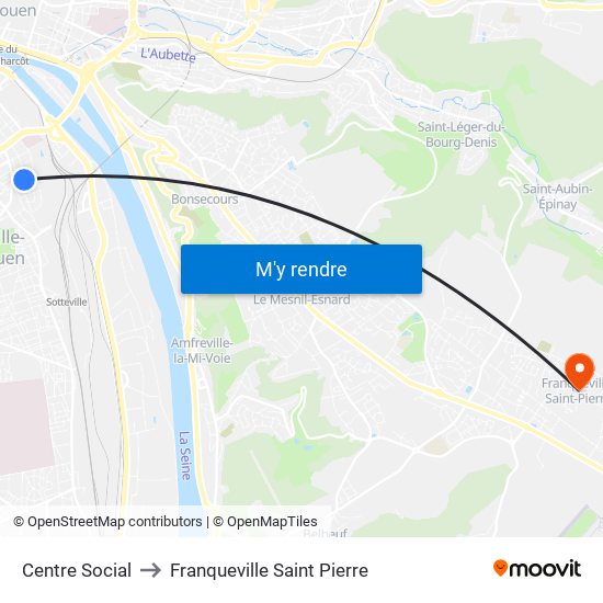 Centre Social to Franqueville Saint Pierre map