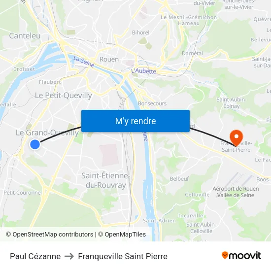 Paul Cézanne to Franqueville Saint Pierre map