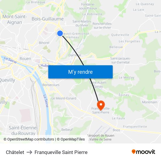 Châtelet to Franqueville Saint Pierre map