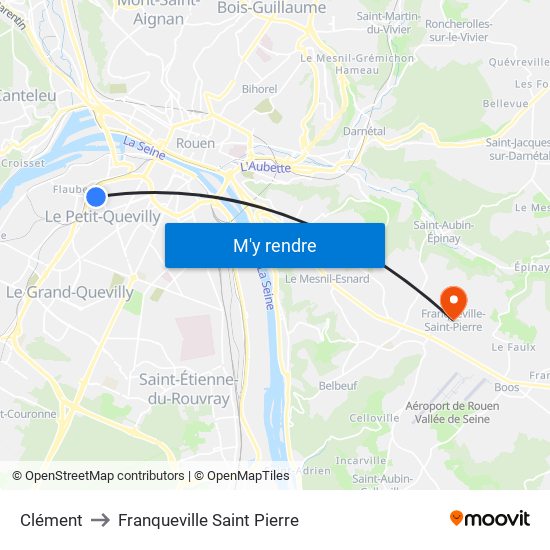 Clément to Franqueville Saint Pierre map