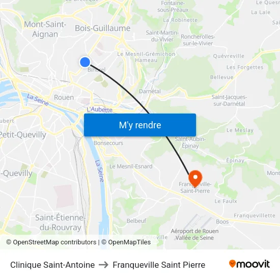 Clinique Saint-Antoine to Franqueville Saint Pierre map