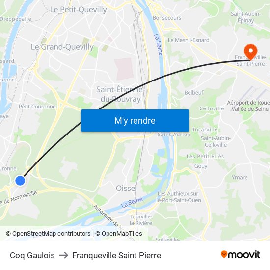 Coq Gaulois to Franqueville Saint Pierre map