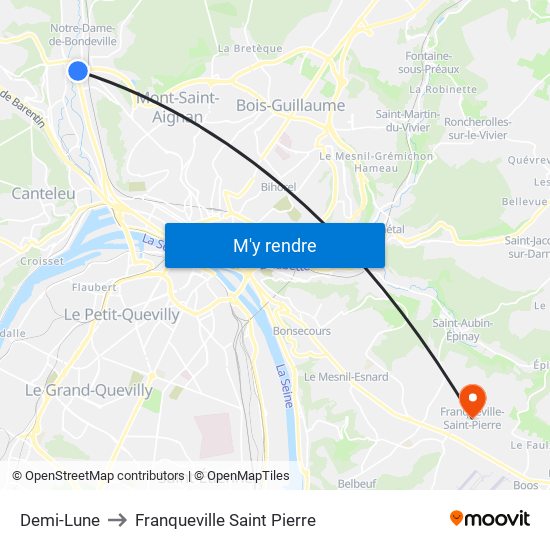 Demi-Lune to Franqueville Saint Pierre map