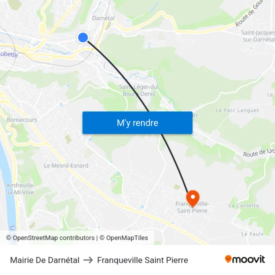 Mairie De Darnétal to Franqueville Saint Pierre map