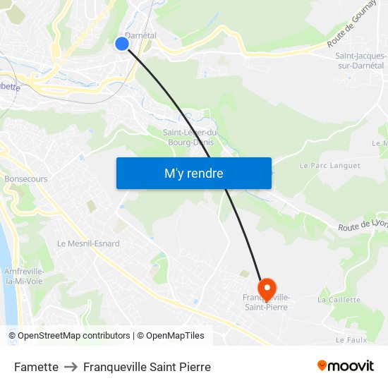 Famette to Franqueville Saint Pierre map