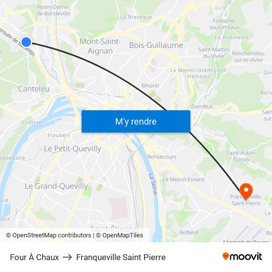 Four À Chaux to Franqueville Saint Pierre map