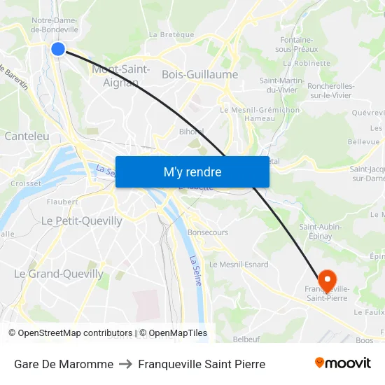 Gare De Maromme to Franqueville Saint Pierre map