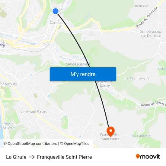 La Girafe to Franqueville Saint Pierre map