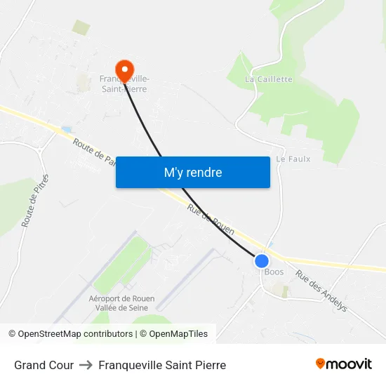 Grand Cour to Franqueville Saint Pierre map