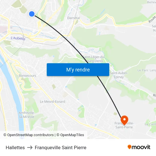 Hallettes to Franqueville Saint Pierre map