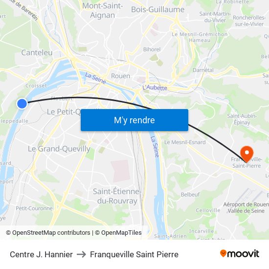 Centre J. Hannier to Franqueville Saint Pierre map