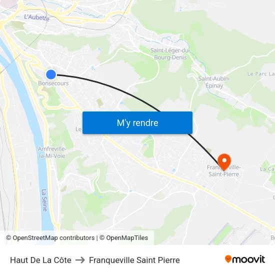 Haut De La Côte to Franqueville Saint Pierre map