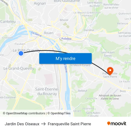 Jardin Des Oiseaux to Franqueville Saint Pierre map