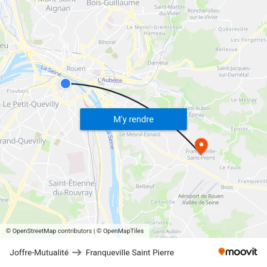 Joffre-Mutualité to Franqueville Saint Pierre map
