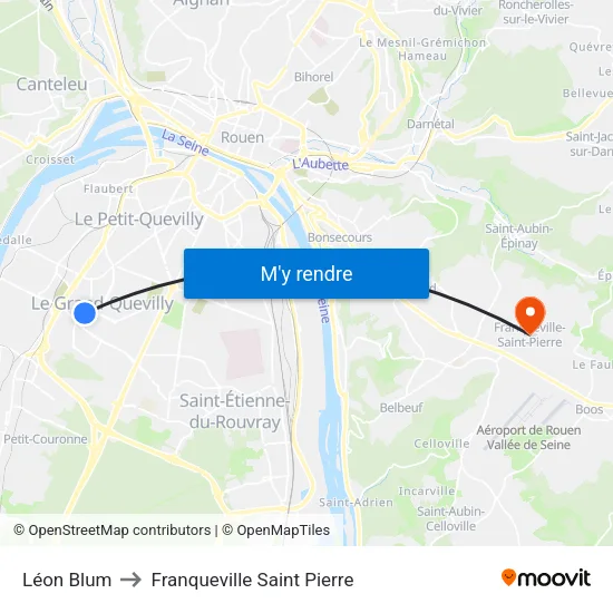 Léon Blum to Franqueville Saint Pierre map