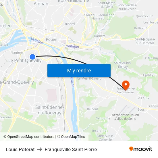 Louis Poterat to Franqueville Saint Pierre map